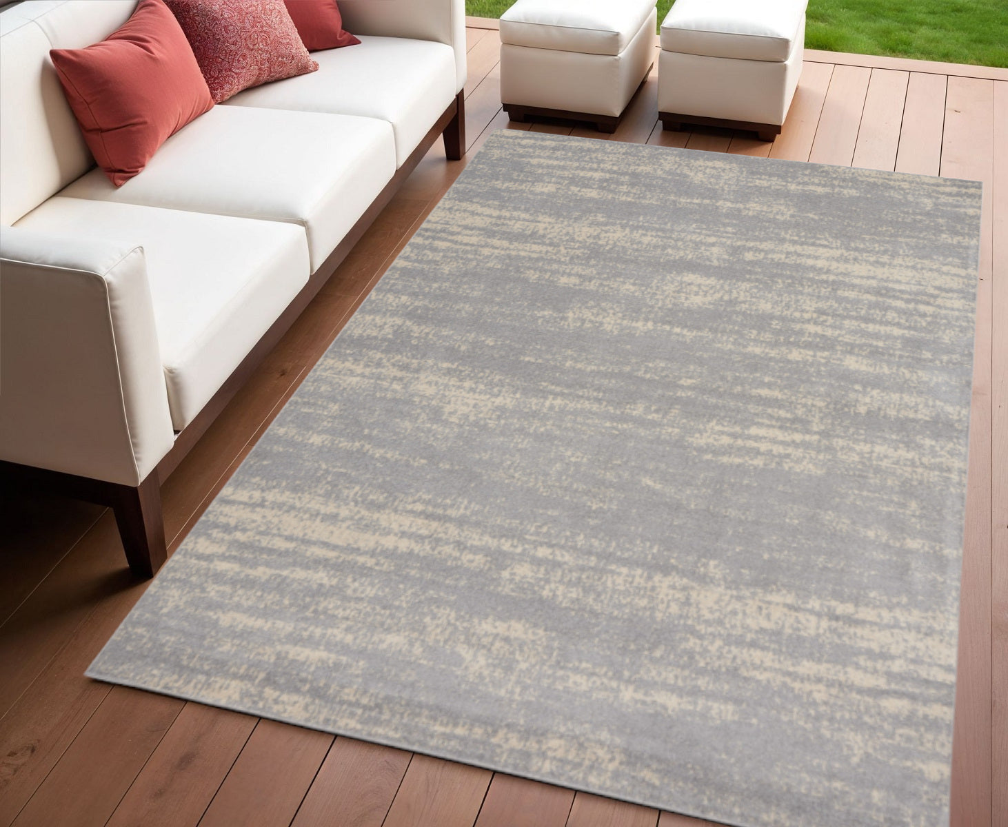 4 X 6 Gray And Beige Abstract Indoor Outdoor Area Rug
