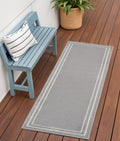 6 Gray And Ivory Indoor Outdoor Runner Rug