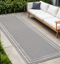 8 Gray And Ivory Indoor Outdoor Runner Rug