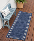 6 Navy Blue And Ivory Indoor Outdoor Runner Rug