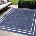 5 X 7 Navy Blue And Ivory Indoor Outdoor Area Rug