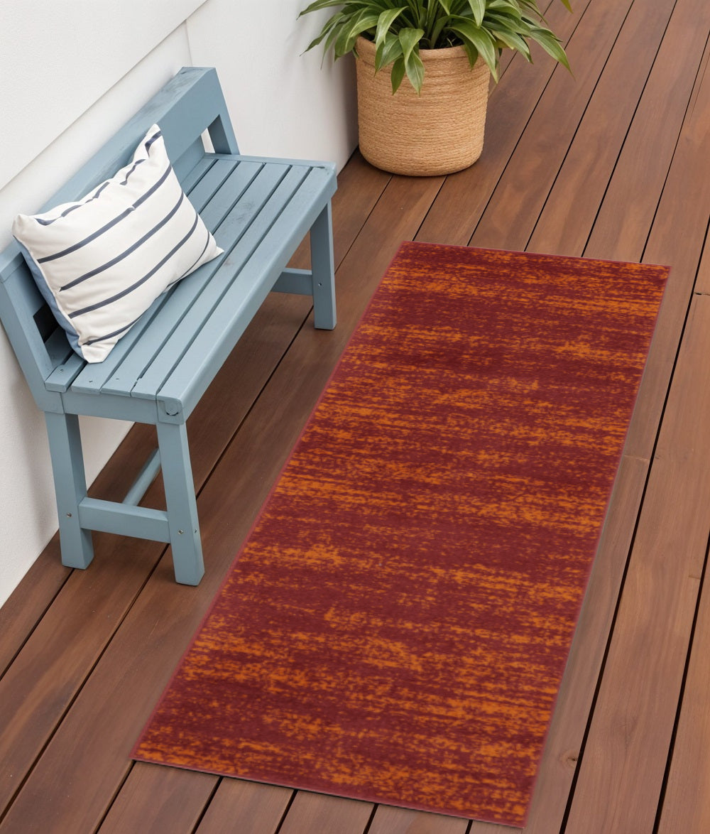 6 Red And Orange Abstract Indoor Outdoor Runner Rug