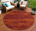 8 Red And Orange Round Abstract Indoor Outdoor Area Rug