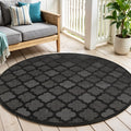 4 Charcoal And Black Round Trellis Indoor Outdoor Area Rug