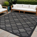 5 Charcoal And Black Square Trellis Indoor Outdoor Area Rug