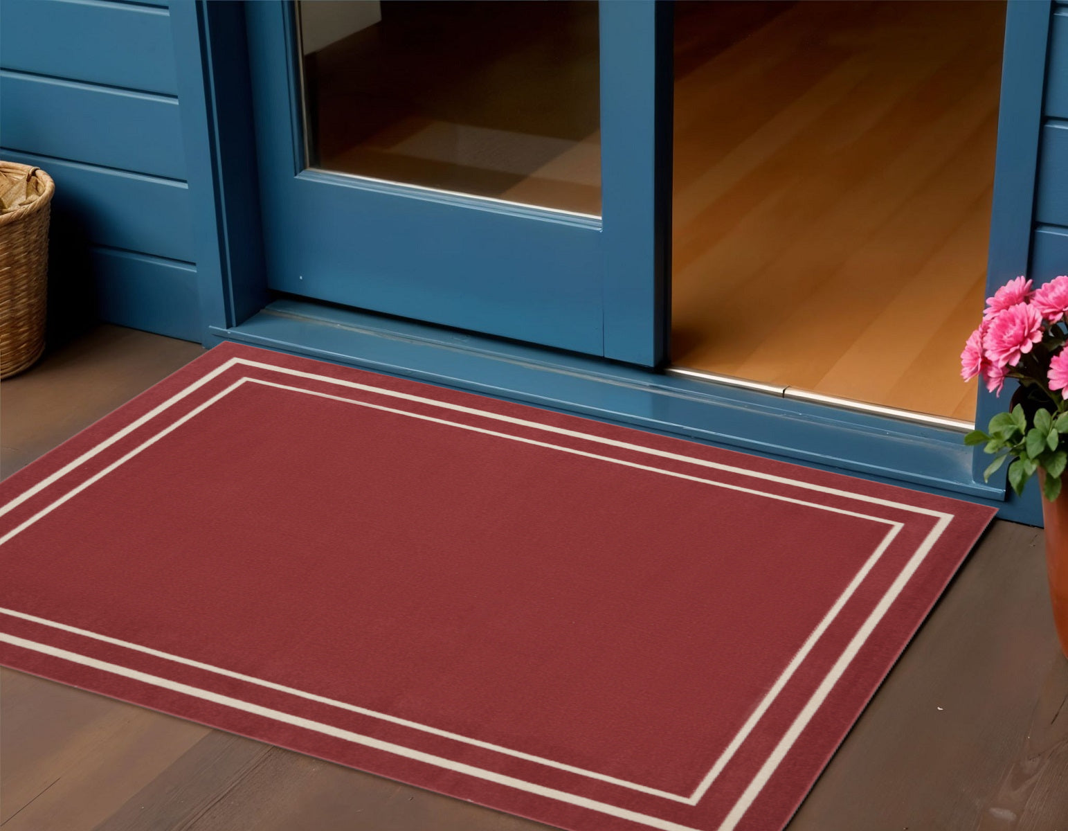 2 X 4 Red And Ivory Indoor Outdoor Area Rug