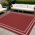5 Red And Ivory Square Indoor Outdoor Area Rug