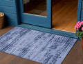 3 X 5 Denim Blue And Navy Blue Abstract Indoor Outdoor Area Rug