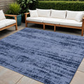 5 Denim Blue And Navy Blue Square Abstract Indoor Outdoor Area Rug