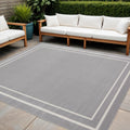 5 Gray And Ivory Square Indoor Outdoor Area Rug