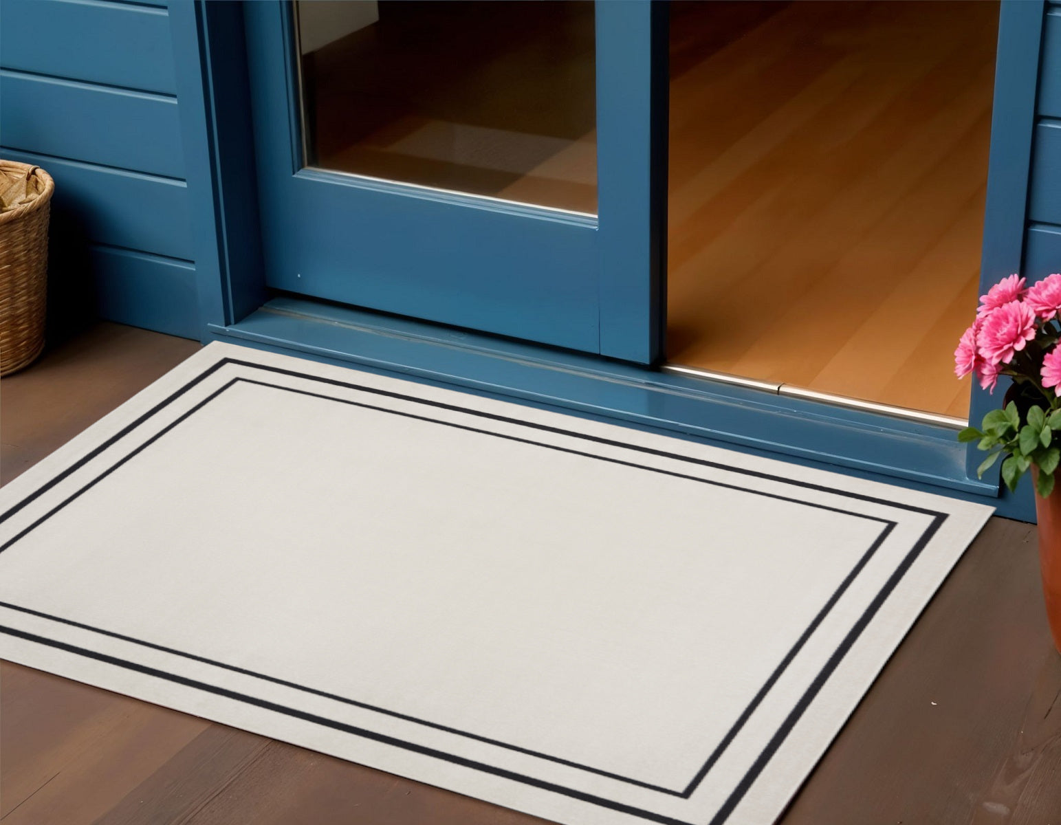 2 X 4 Ivory And Black Indoor Outdoor Area Rug