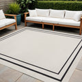 5 Ivory And Black Square Indoor Outdoor Area Rug