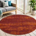 4 Red And Orange Round Abstract Indoor Outdoor Area Rug