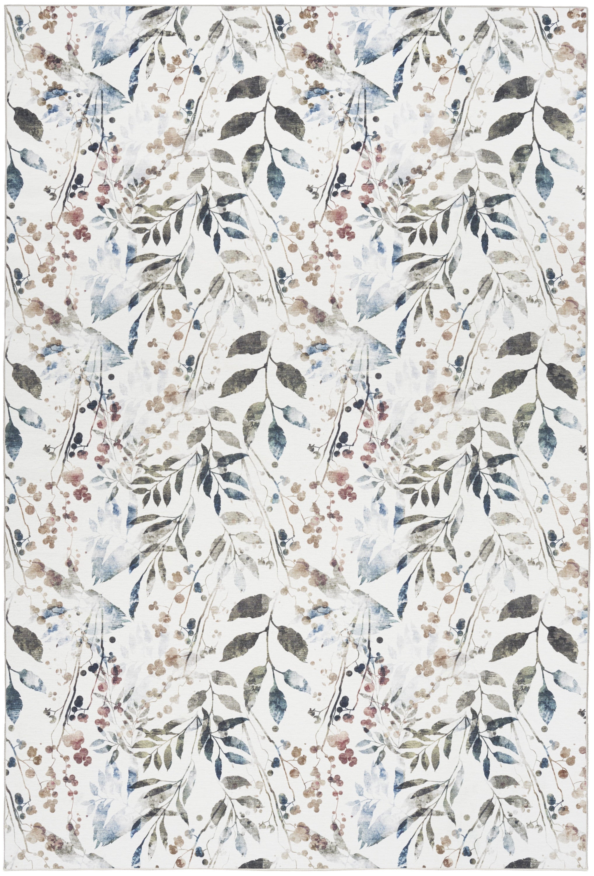 3' X 5' Green and Ivory Floral Power Loom Washable Non Skid Area Rug