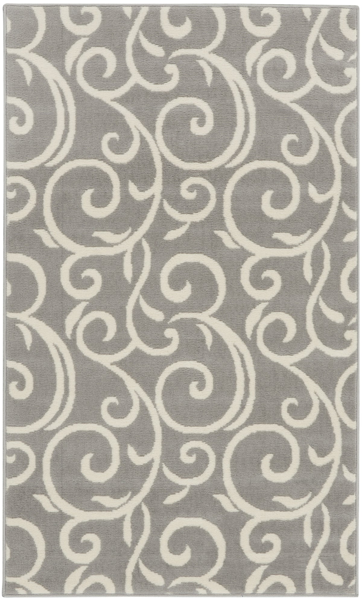 3' X 5' Gray and Pink Floral Vines Power Loom Area Rug
