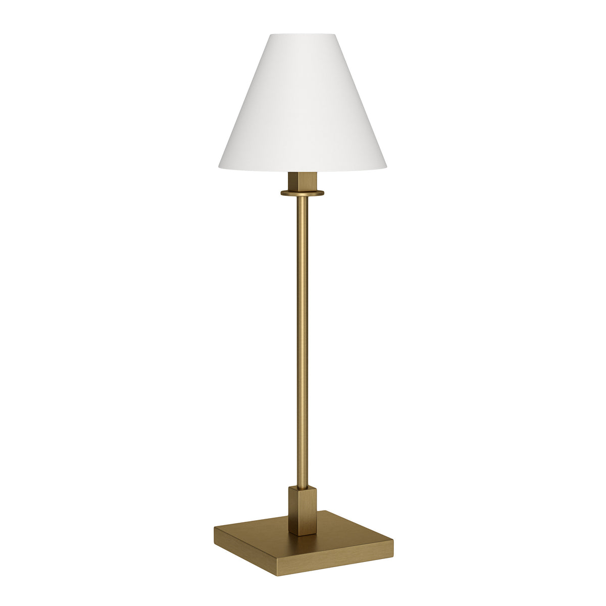 28'' Brass Metal Candlestick Table Lamp With White Cone Shade