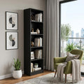 70 Black Wood Five Tier Bookcase