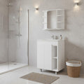 24 White Wood Freestanding Bathroom Vanity With Sink And Medicine Cabinet With Mirror