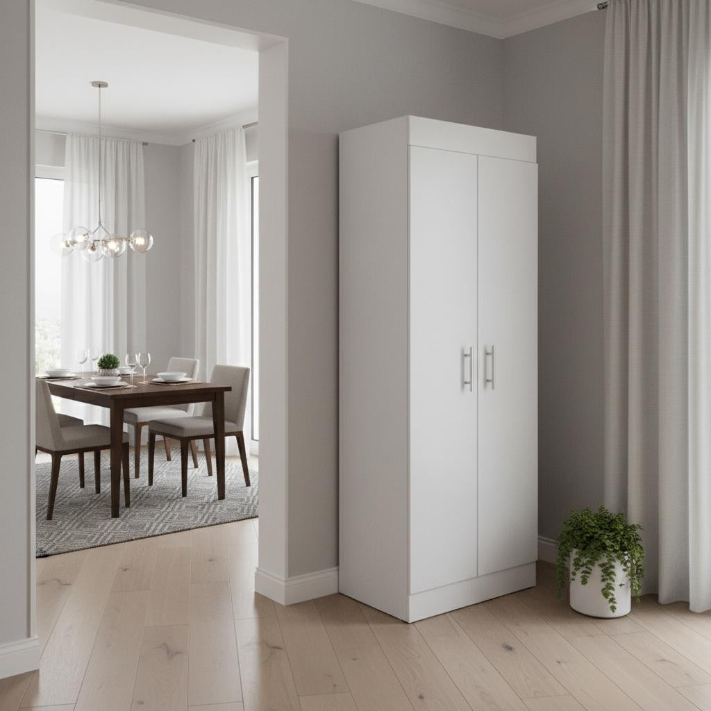 67 White Wood Pantry Or Storage Closet