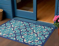 3 X 4 Navy Blue Ivory And Blue Trellis Indoor Outdoor Area Rug