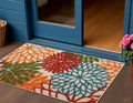 3 X 4 Green Orange And Red Floral Indoor Outdoor Area Rug