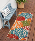 6 Orange Red Green And Blue Floral Indoor Outdoor Runner Rug