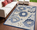 4 X 6 Blue And Gray Floral Indoor Outdoor Area Rug
