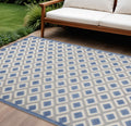 5 X 8 Blue And Gray Geometric Indoor Outdoor Area Rug