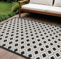 6 X 9 Black And White Geometric Indoor Outdoor Area Rug