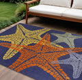 8 X 11 Blue Yellow And Orange Starfish Indoor Outdoor Area Rug
