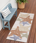 6 Ivory Yellow Orange And Green Starfish Indoor Outdoor Runner Rug