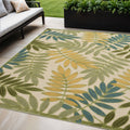5 X 8 Green Yellow And Blue Palm Leaf Indoor Outdoor Area Rug