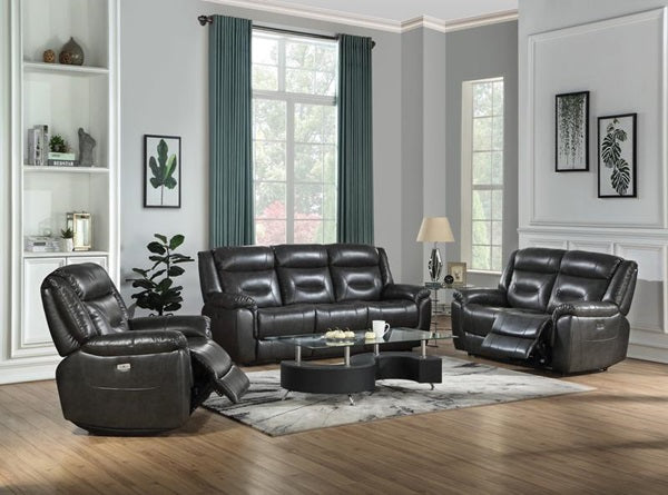Acme Imogen Recliner (Power Motion) in Gray Leather-Aire
