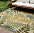 6 X 9 Green Yellow And Blue Palm Leaf Indoor Outdoor Area Rug