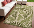 4 X 6 Ivory And Green Palm Leaf Indoor Outdoor Area Rug