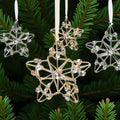Set of Four Gold And Silver Handmade Faux Crystal And Metal Hanging Star Ornaments