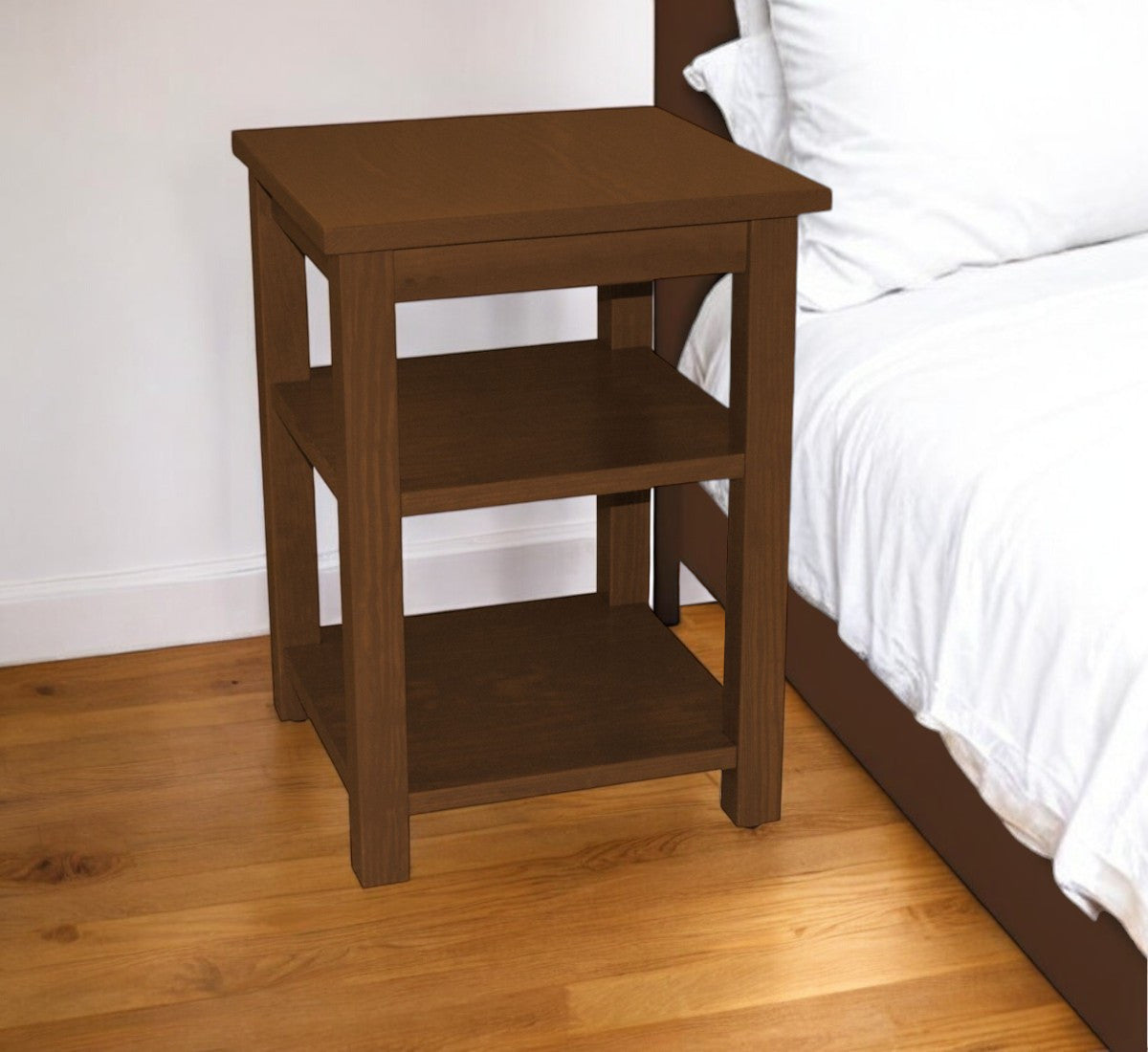 28'' Brown Solid Wood Nightstand