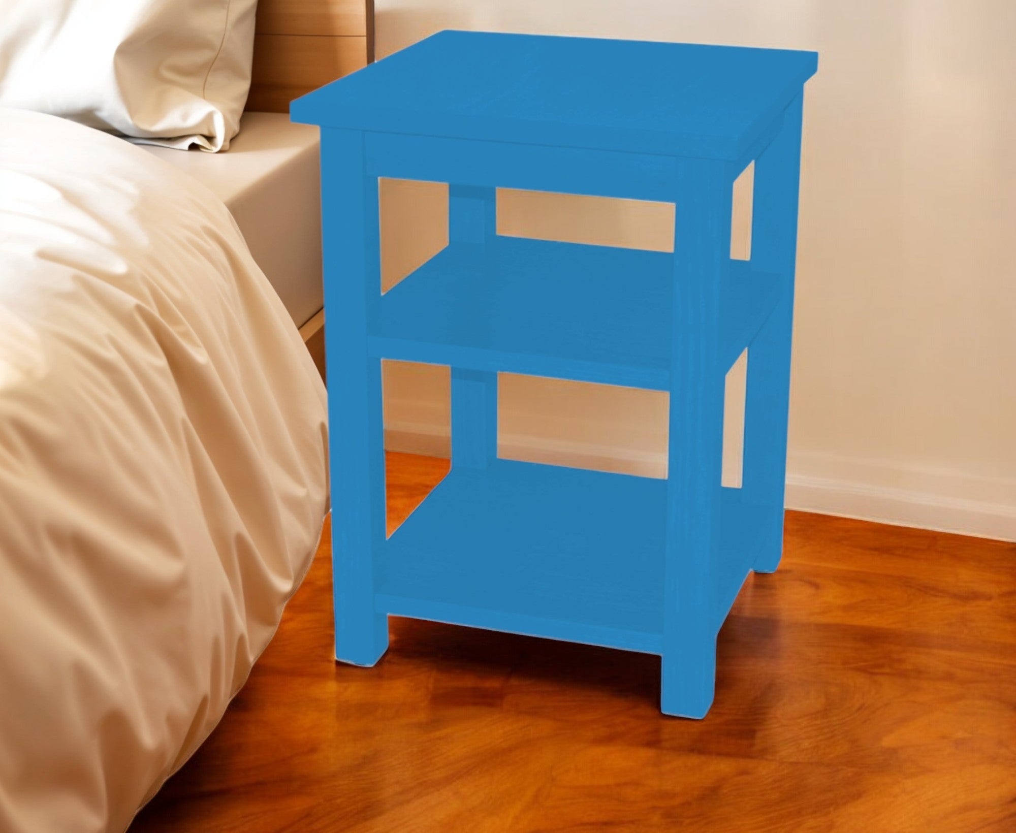 28'' Blue Solid Wood Nightstand