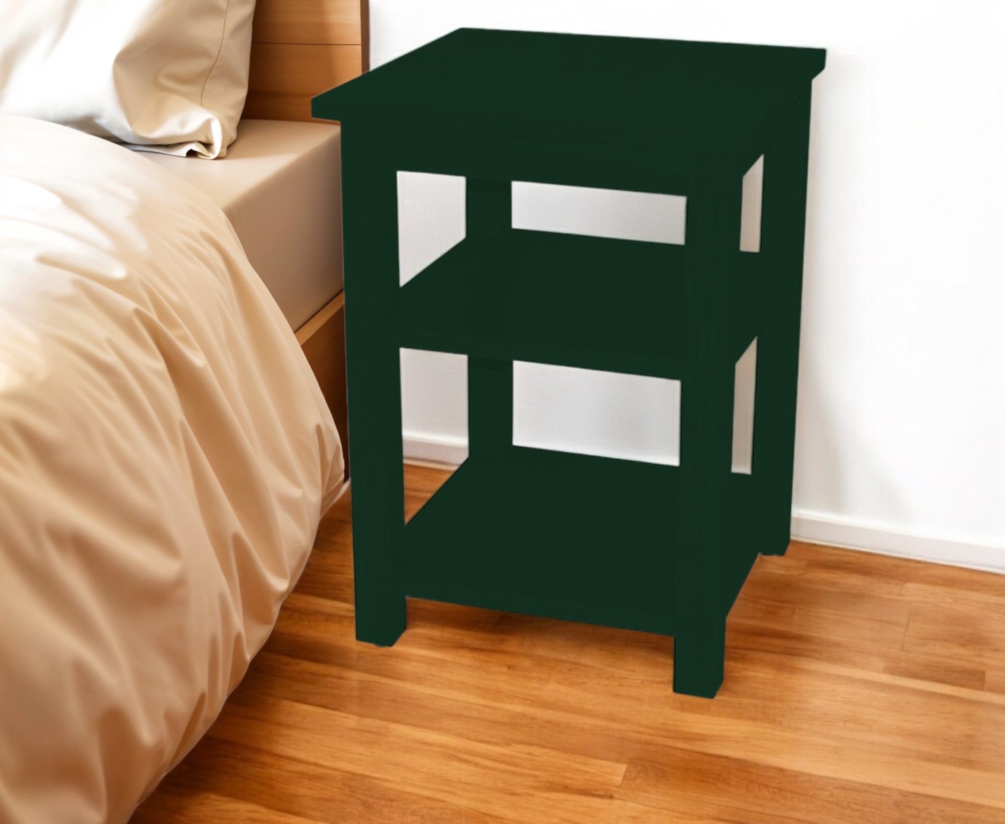 28'' Dark Green Solid Wood Nightstand