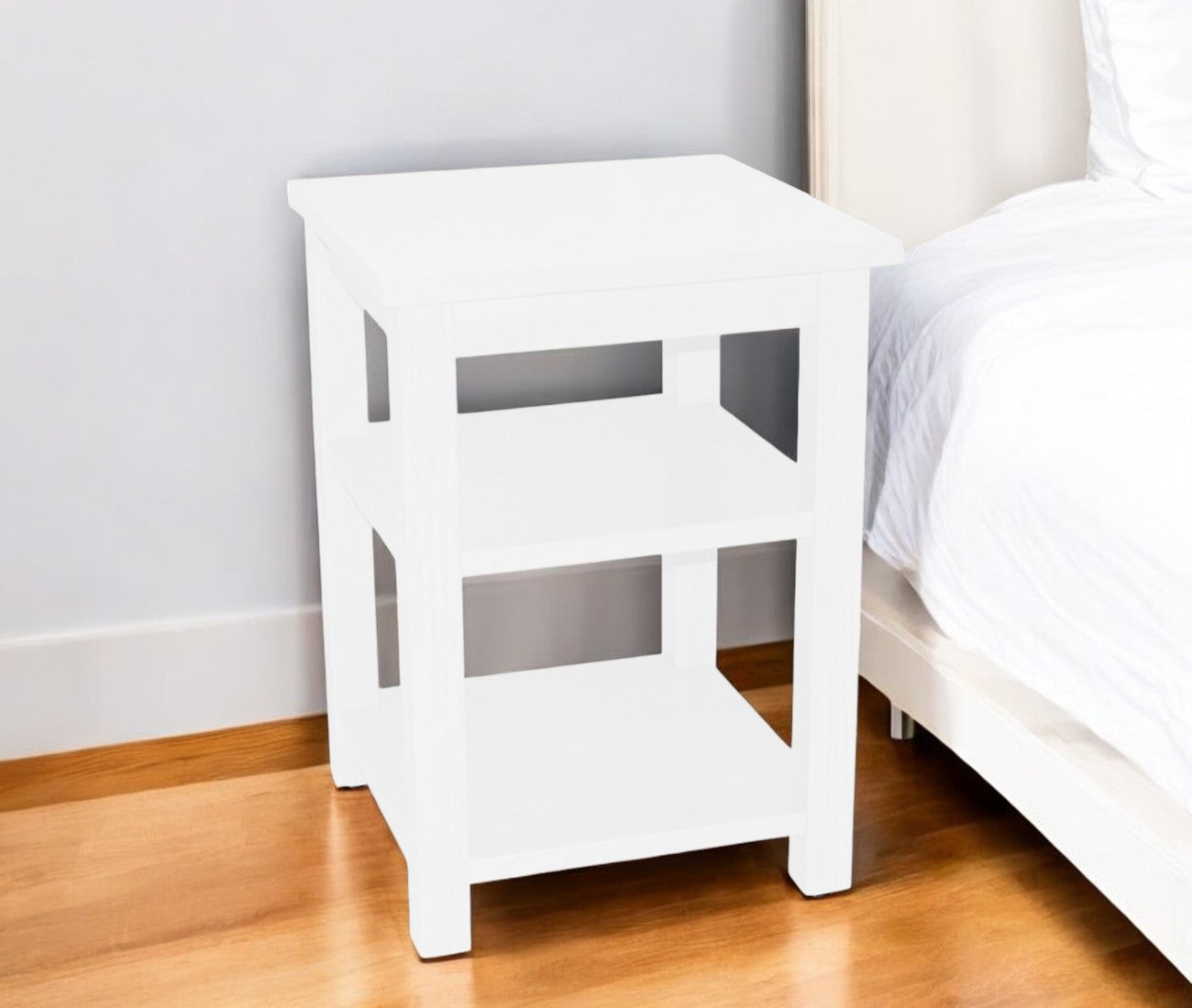 28'' White Solid Wood Nightstand
