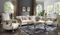 Accent Chair w/1 Pillow  Pearl PU/Fabric & Gold Patina Yantian