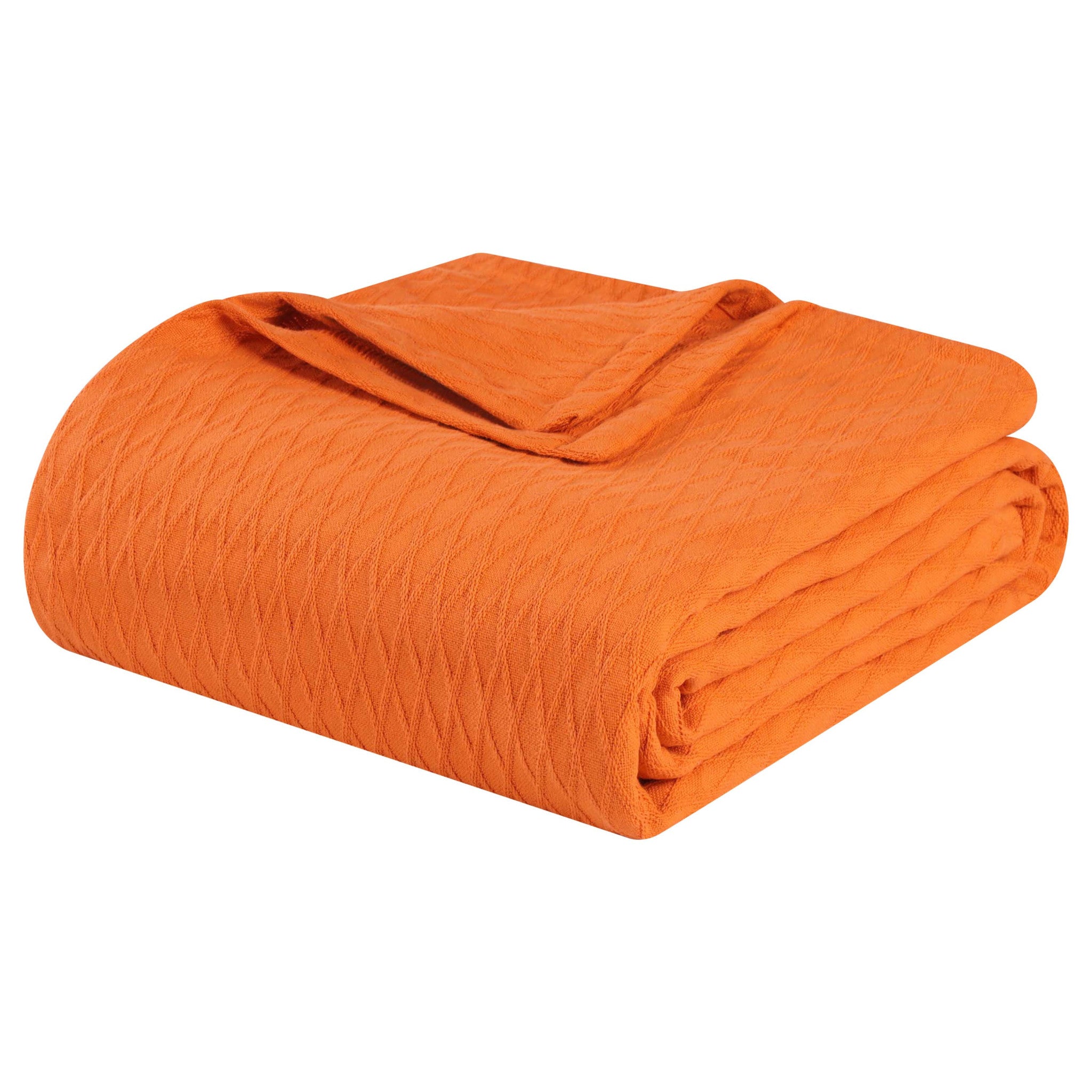 California King Burnt Orange Cotton Woven Geometric Blanket