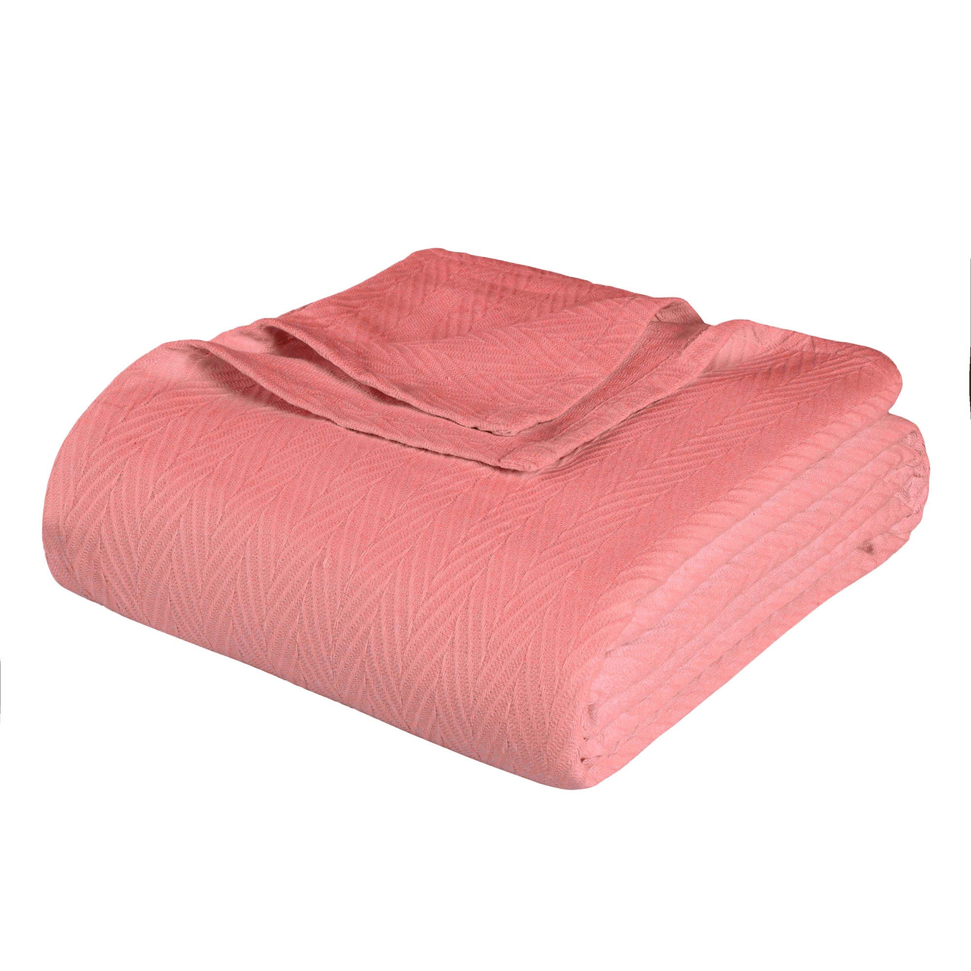 California King Coral Cotton Woven Chevron Blanket