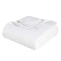Queen White Cotton Woven Chevron Blanket
