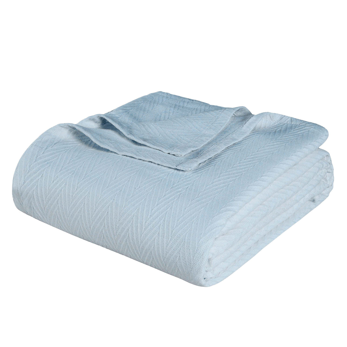 50'' X 60'' Light Blue Cotton Woven Chevron Throw Blanket