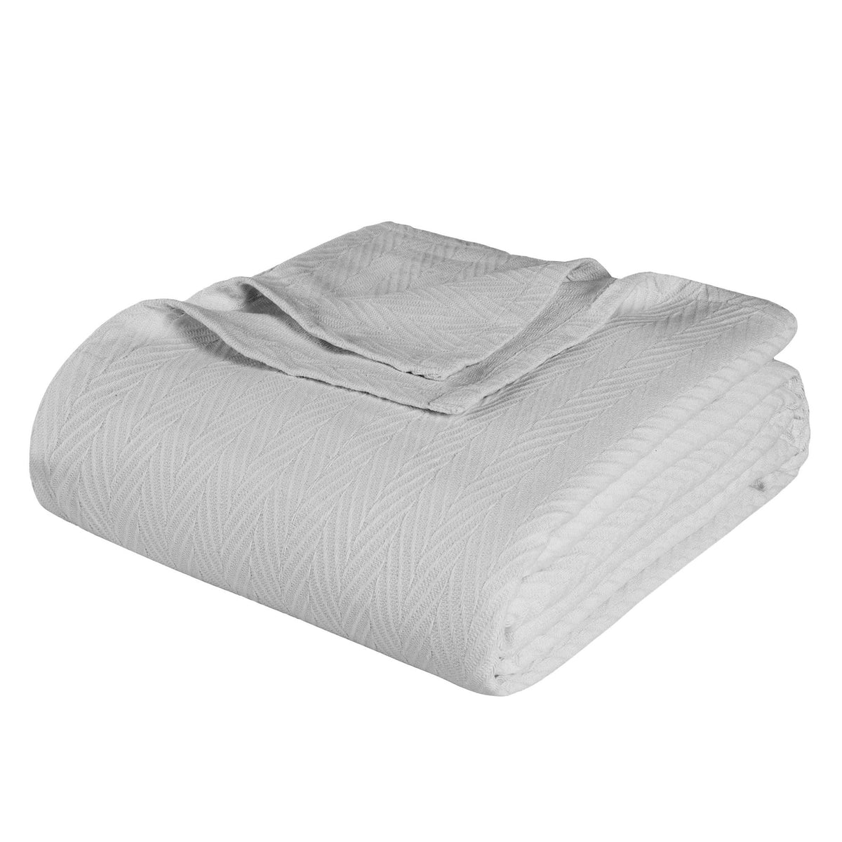 50'' X 60'' Silver Cotton Woven Chevron Throw Blanket