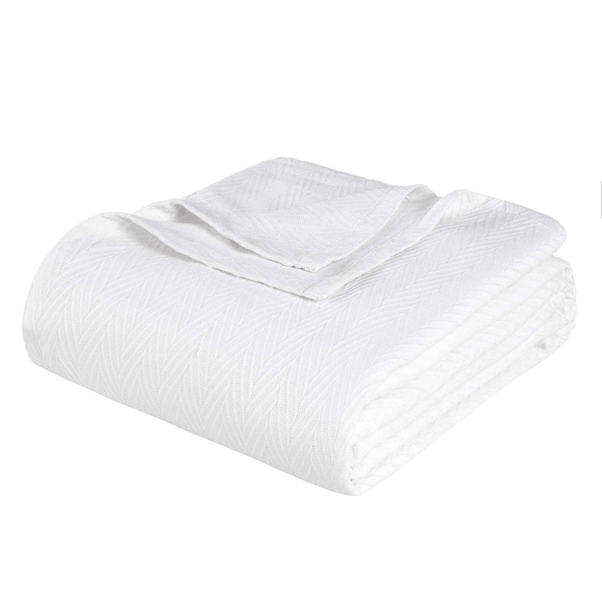 50'' X 60'' White Cotton Woven Chevron Throw Blanket