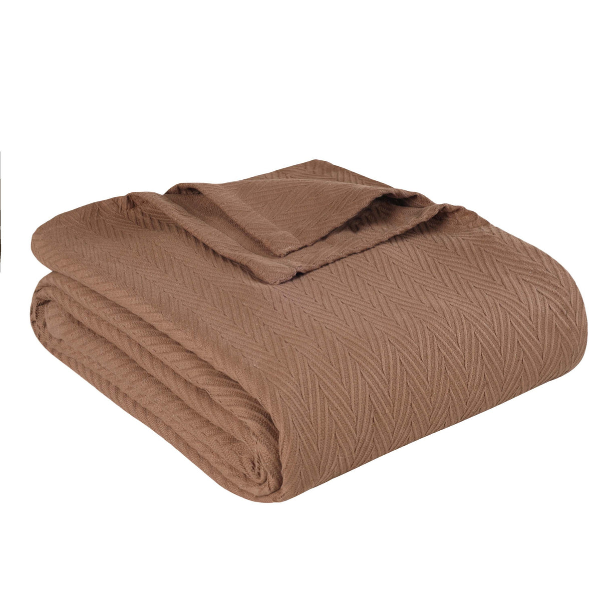Twin Taupe Cotton Woven Chevron Blanket