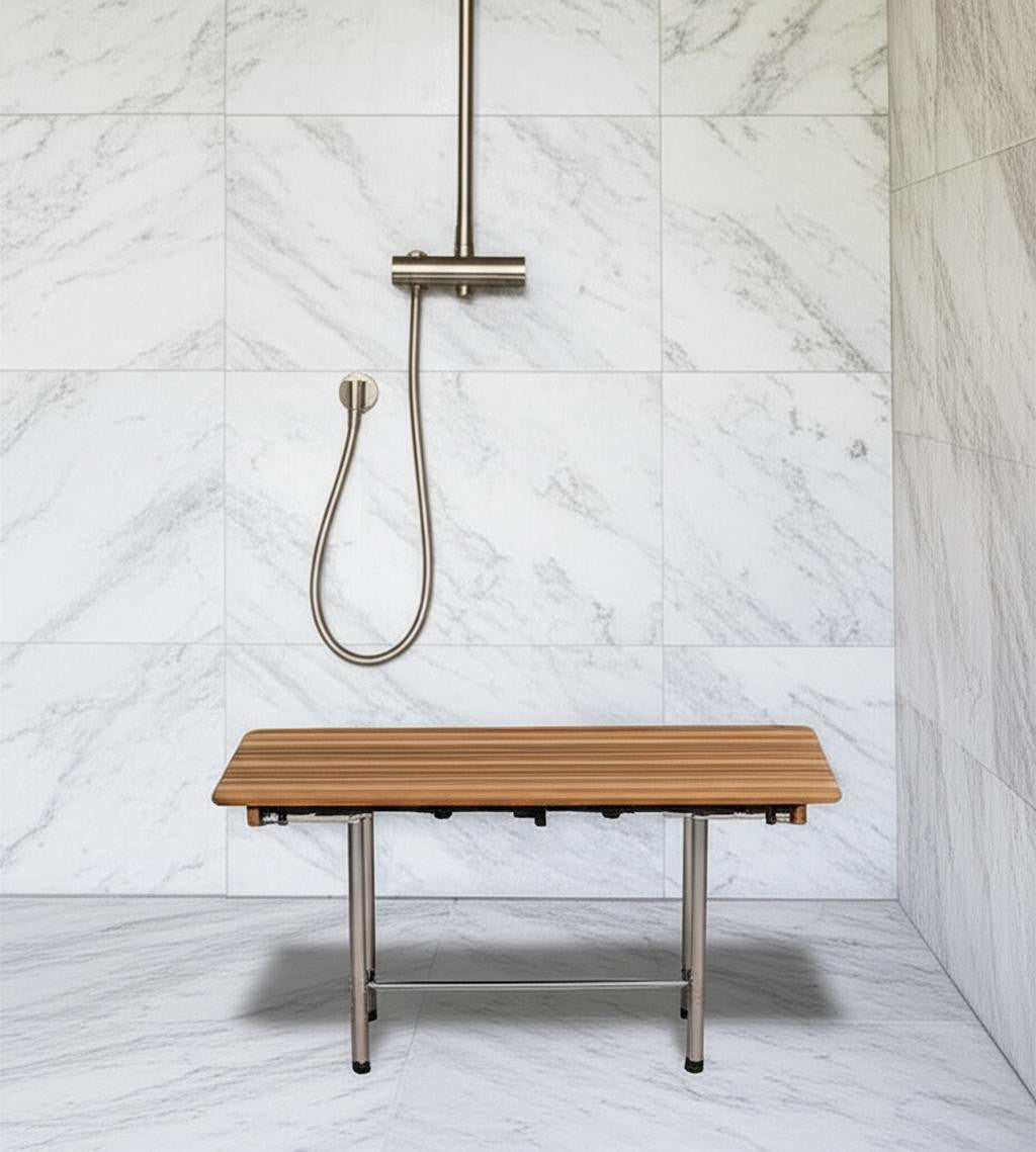 18 X 22 Brown Teak Rectangular Shower Bench