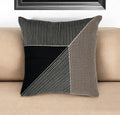 20'' Black and White Geometric Cotton Throw Pillow With Embroidery